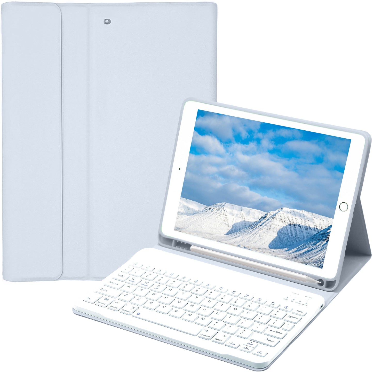 Keyboard Case for iPad Air 1/Air 2/Air 3/Air 4/Air 5, iPad 5th/6th/7th/8th/9th/10th Generation, iPad Pro 12.9 Inch 2020/2021/2022, iPad Pro 11 Inch 2018/2020/2021/2022 with Pen Holder - Soft TPU Back Cover with Magnetically Detachable Wireless BT Keyboard