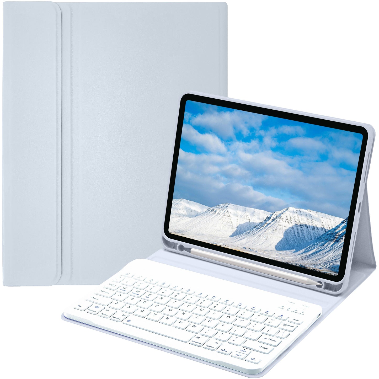 Keyboard Case for iPad Air 1/Air 2/Air 3/Air 4/Air 5, iPad 5th/6th/7th/8th/9th/10th Generation, iPad Pro 12.9 Inch 2020/2021/2022, iPad Pro 11 Inch 2018/2020/2021/2022 with Pen Holder - Soft TPU Back Cover with Magnetically Detachable Wireless BT Keyboard