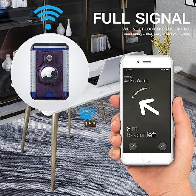 Phone Magsafe Wallet With Airtag Anti Loss Card Solt,Magnetic PU Leather Card Holder Stick on Phone or Phone Case for your iPhone 15/14/13/12/Pro/Plus/Pro Max Series