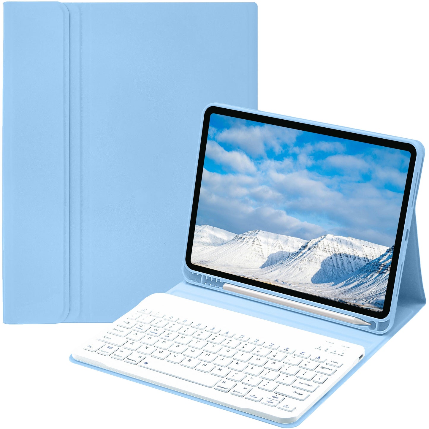 Keyboard Case for iPad Air 1/Air 2/Air 3/Air 4/Air 5, iPad 5th/6th/7th/8th/9th/10th Generation, iPad Pro 12.9 Inch 2020/2021/2022, iPad Pro 11 Inch 2018/2020/2021/2022 with Pen Holder - Soft TPU Back Cover with Magnetically Detachable Wireless BT Keyboard