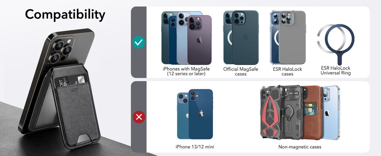 New Product Promotion Magnetic Card Holder Leather Wallet For Back Of Phone leather magnetic card holder