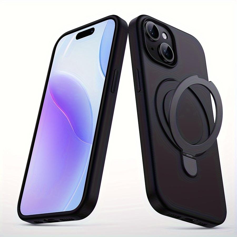 Silicone Magnetic with Holder Phone Case for iPhone 12/12 Pro/12Pro Max/ iPhone 13/13 Pro/13Pro Max iPhone 14/14 Pro/14 Plus/14Pro Max iPhone 15/15 Pro/15 Plus/15Pro Max With Candy Colors, Classic Style,Full Coverage Lens for Men and Women