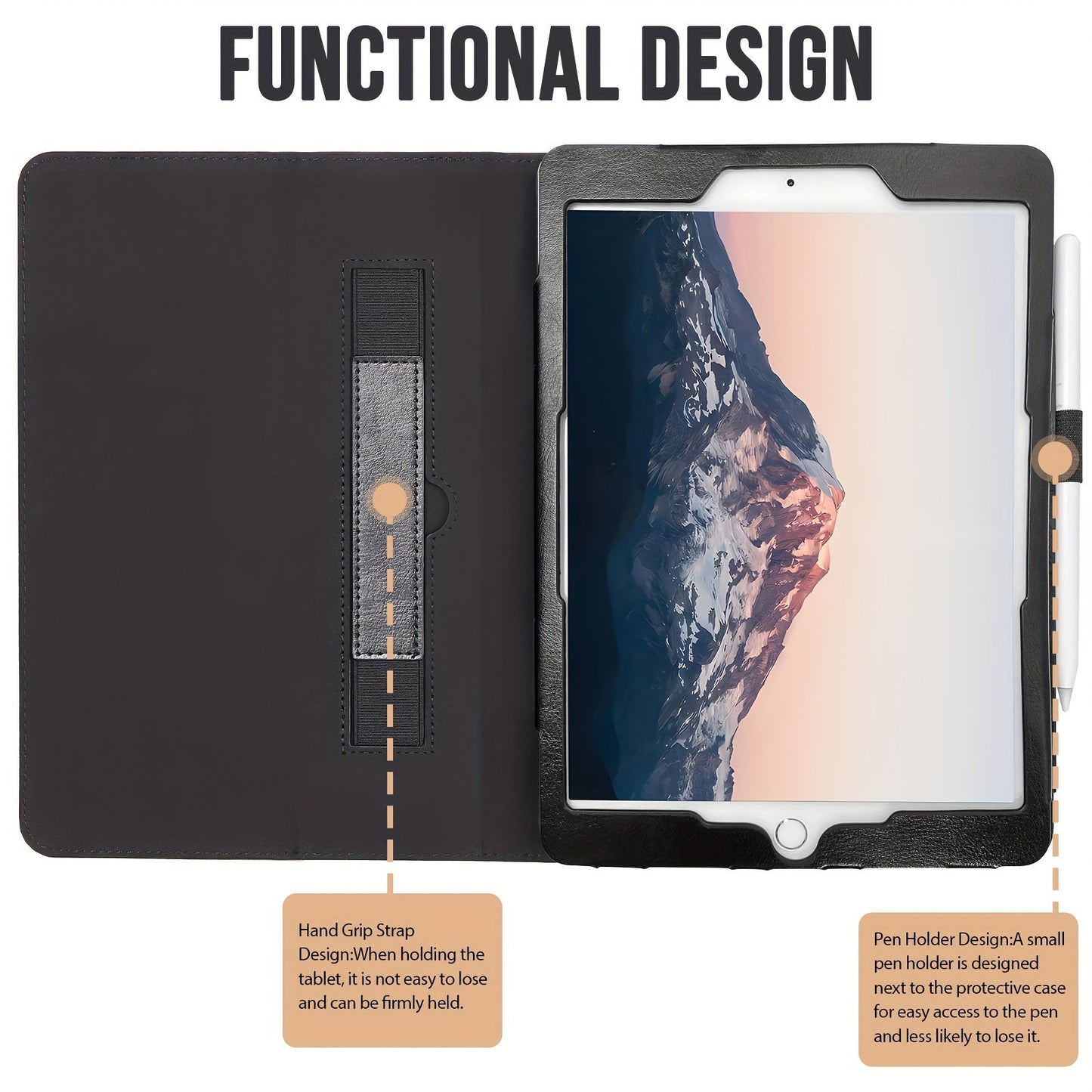 Case For IPad 9th/8th/7th Generation (Type 2021/2020/2019, 10.2 Inch)/iPad Air 3/ipad Pro 10.5 Inch (Type 2019/2017, 10.5 Inch), With S Pencil Holder, Multi-Angle High Quality Pu Leather Back Cover With Wrist Strap Auto Wake/Sleep