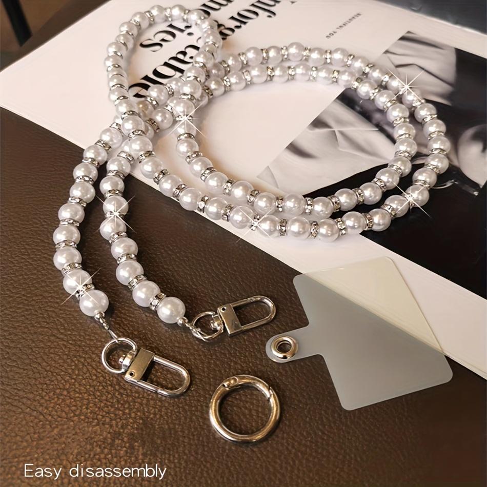 Mobile Phone Lanyard Extended Slung Women's Phone Lanyard Inlaid With Rhinestones, Pearls, Beaded Chain, Bag Strap Chain, Metal Hook, Detachable Mobile Phone Case Anti-loss Lanyard, Universal Mobile Phone Case Lanyard