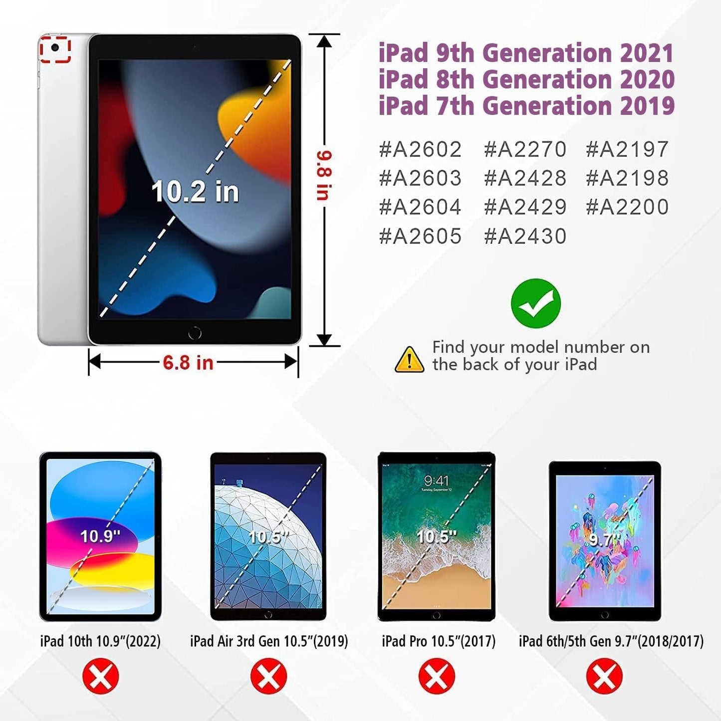 FAN SONG iPad 9th/8th/7th Generation Case 10.2 Inch Cover with Pencil Holder Leather Flip Stand Sleep Wake Slim Fit Smart case for iPad 7th/8th/9th Generation (2021/2020/2019)