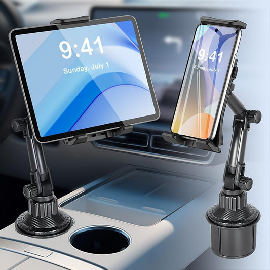 Universal Car Cup Holder Mount for Tablets and Smartphones - Stable and Adjustable with Compatibility for 4-14 inch Devices