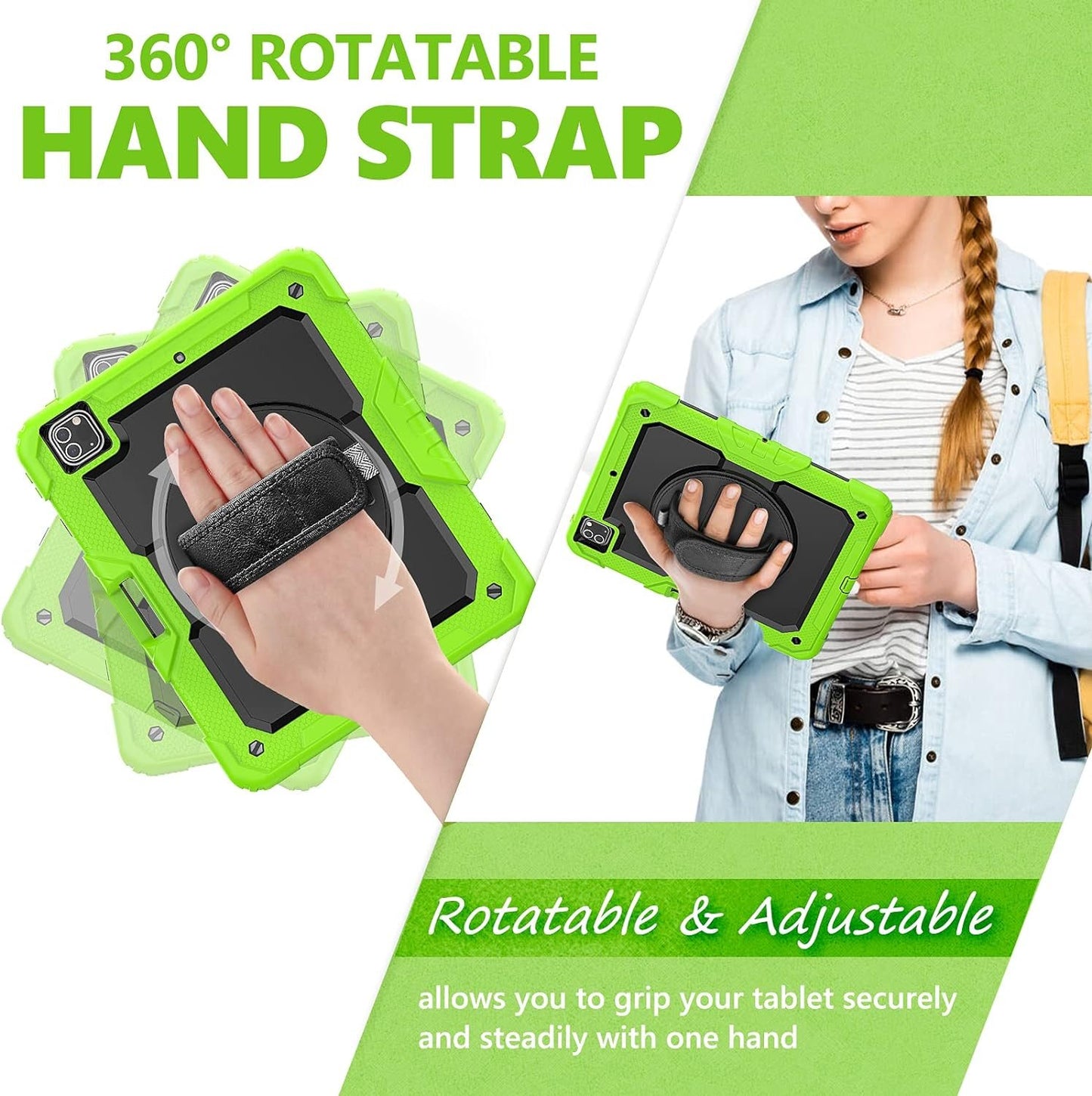 FANSONG Case for iPro 12.9 inch 2022 2021 2020 2018, Cover for iPad Pro 6th 5th 4th 3rd Gen Shockproof with Screen Protector Pencil Holder 360° Stand Handle Shoulder Strap Heavy for iPad Pro 12.9 inch