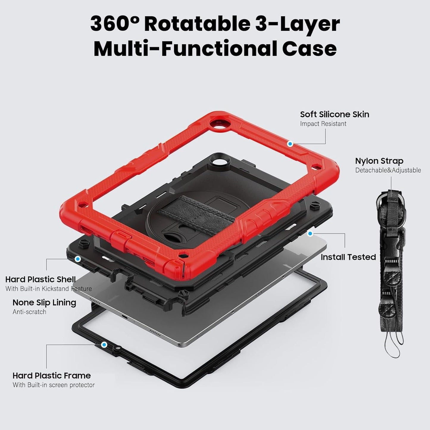 Case for Samsung Galaxy Tab A9 Plus 11 inch 2023,SM-X210/216/218 Case with Screen Protector,Kids Shockproof Galaxy Tab A9 Plus Cover with Pencil Holder,Hand/Shoulder Strap Purple