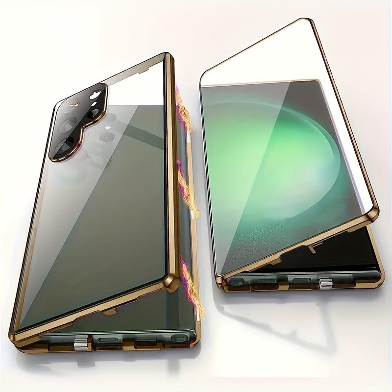 No Fingerprint Identification, Cannot Be Used Normally With Phone Film, Not Shockproof, Full-coverage Phone Case For Samsung Galaxy S23 S21 S22 Ultra, 360° Flip Metal Plated Phone Case With HD Tempered Glass Full Screen Protective Cover