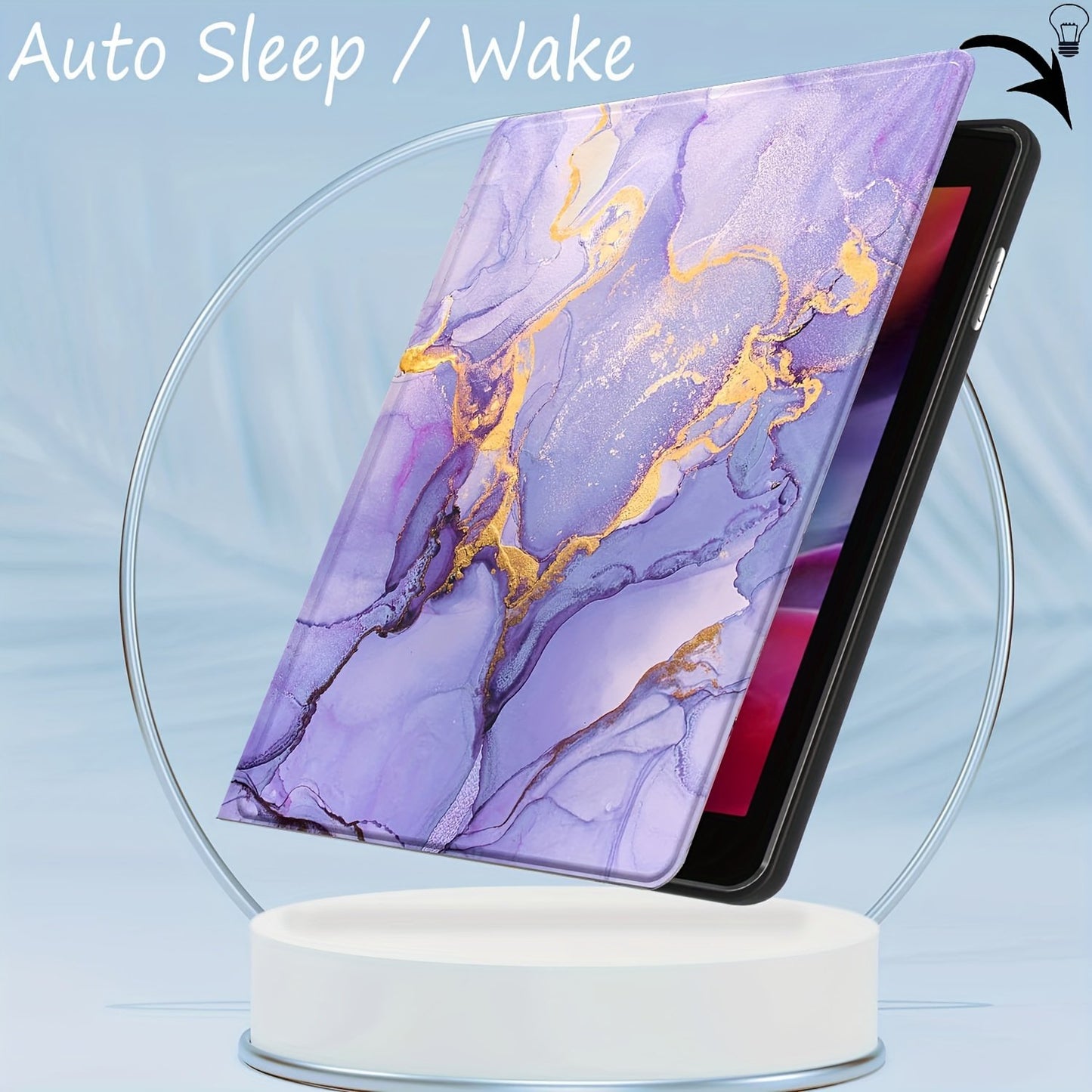 For IPad 9th/8th/7th Generation Case, Feams Faux Leather Case For IPad 10.2 2021 2020 2019 Flip Stand Cover With Auto Wake/Sleep For Ipad Pro 10.5 (2017)/ipad Air 3 Case, Purple Golden Marble