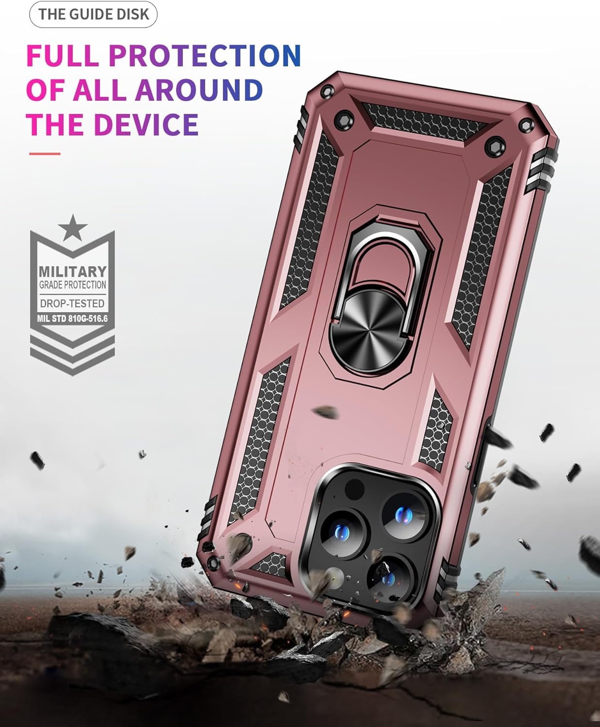 FAN SONG Case for iPhone 15 Pro Max Case with Stand, Military Grade Drop Protection Cover TPU and PC Protective Phone Case 360°Magnetic Ring Kickstand Stand for iPhone 15 Pro Max 2023 6.1", Black