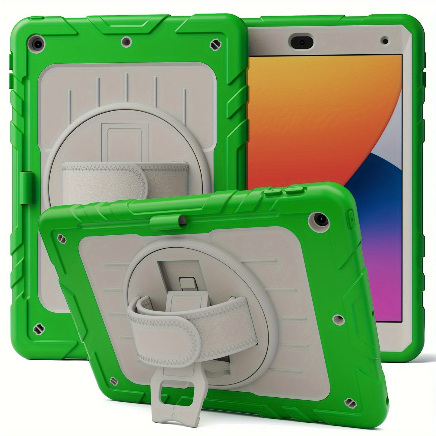 Shockproof Protective Case for iPad 10.2 inch for 9th/8th/7th Gen with Screen Protector, Hand Strap/Shoulder Strap, Rotatable Stand, Pencil Holder, Heavy-Duty Protective Adjustable Shoulder Strap Cover