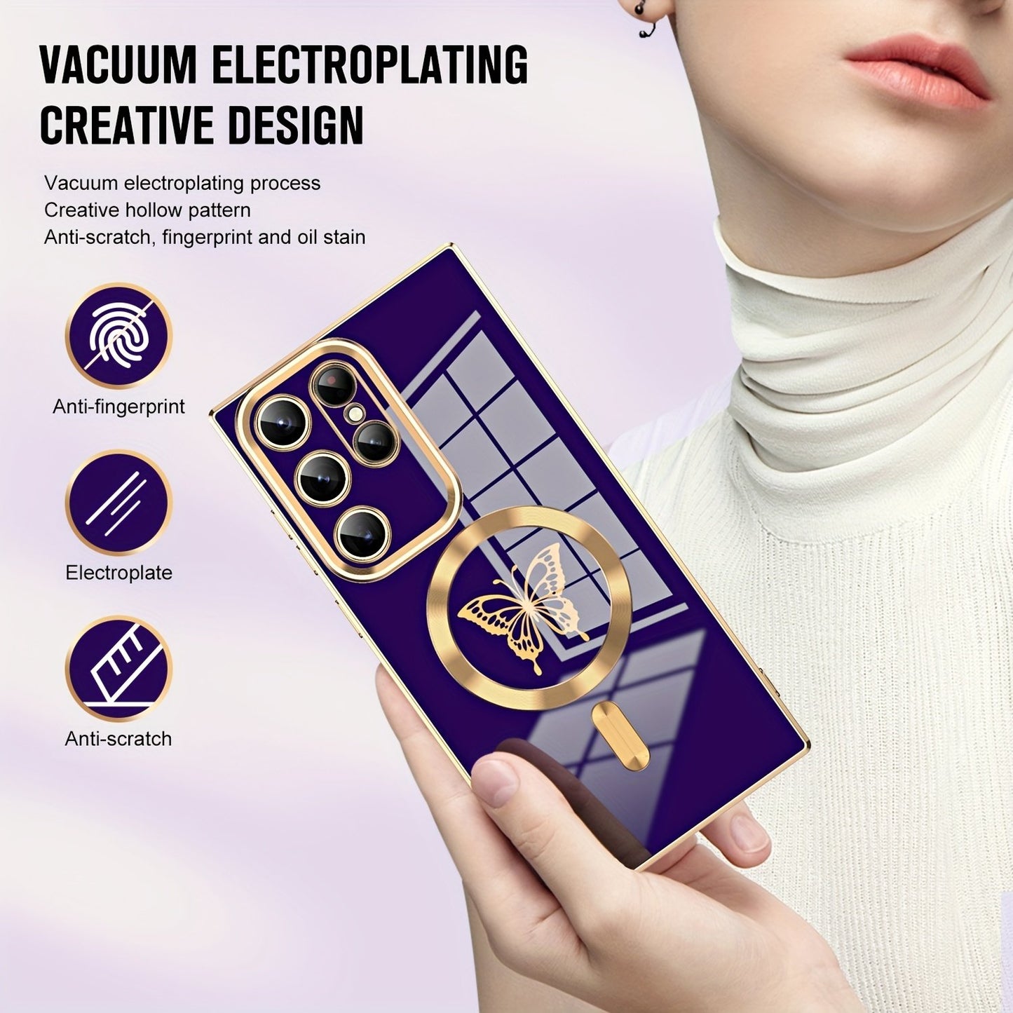 Electroplated Butterfly Phone Case Suitable For Samsung S23S23Ultra S23Plus S22 S22Plus S21 S21Plus