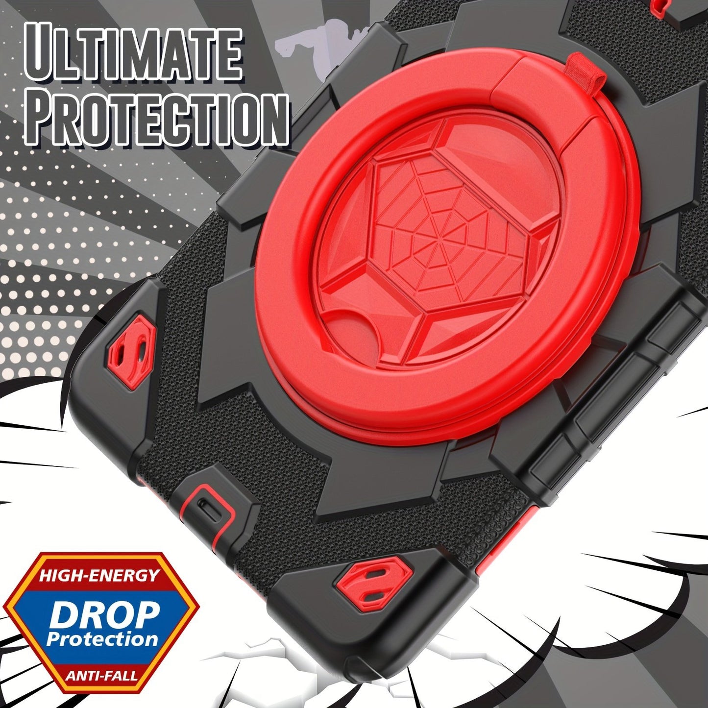 Case For IPad 9th 10.2inch Generation Case With Kickstand, Heavy Duty Shockproof Hybrid Three Layer Protective Cover For Ipad 9.7 Inch 8th 10.2inch Red-blue