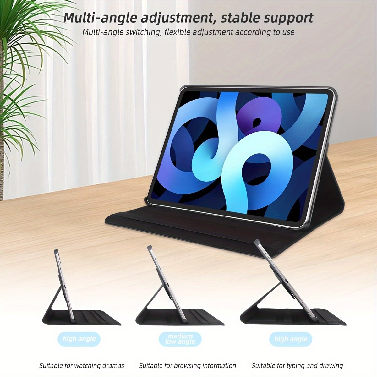 A Design Sense Can Be Rotated Lychee Pattern Solid Color, Magnetic Suction Wake Sleeping Standable Anti-fall Wear-resistant Seven Classic Colors Available New Flat Protective Cover, Suitable For Mini1/2/3/mini4/mini5/mini6/9.7/10.2/10.5/10.9/11/10