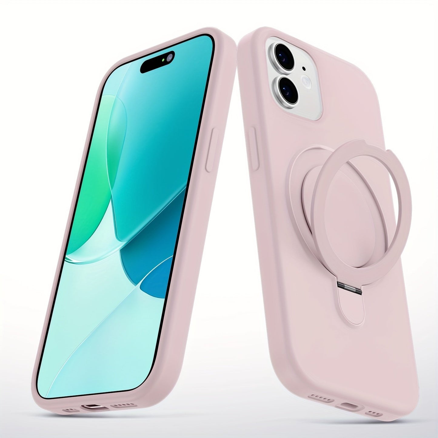 Silicone Magnetic with Holder Phone Case for iPhone 12/12 Pro/12Pro Max/ iPhone 13/13 Pro/13Pro Max iPhone 14/14 Pro/14 Plus/14Pro Max iPhone 15/15 Pro/15 Plus/15Pro Max With Candy Colors, Classic Style,Full Coverage Lens for Men and Women