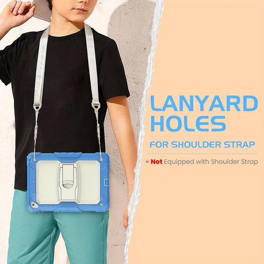 Protective Case, Suitable for IPad 9th Generation Case, IPad 8th 7th Generation Case, PC+Silicaone Case, For IPad 10.2 Inch 2021/2020/2019, Heavy Duty Rugged Shockproof Protective Cover With Stand And Shoulder Strap.