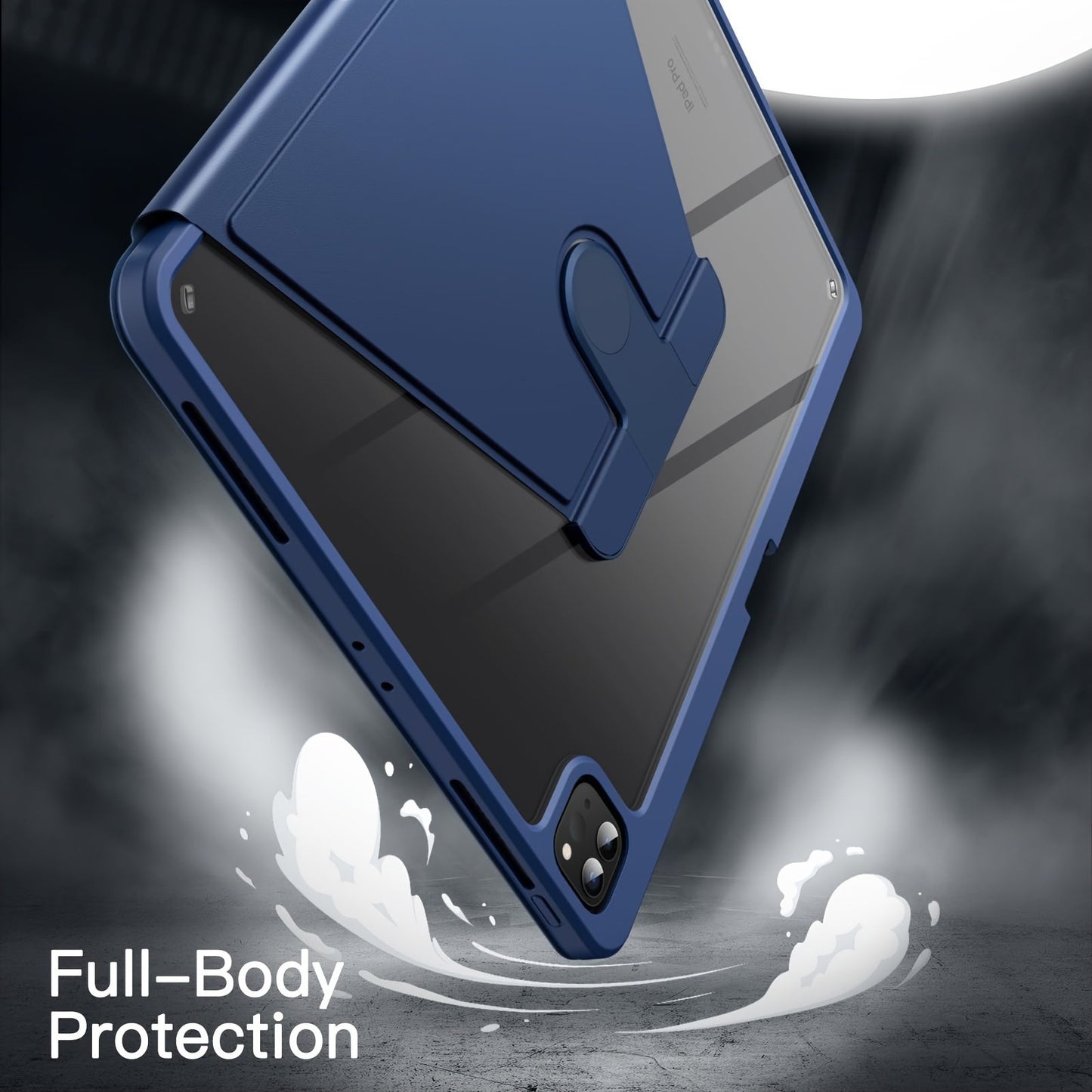 Rotating Case For iPad Pro 12.9-Inch (2022/2021/2020/2018) With Pencil Holder, 360 Degree Rotation Protective Stand Cover Clear Back, Auto Wake/Sleep