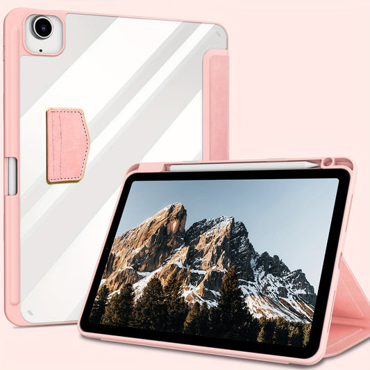 Hybrid Slim Case for iPad 10th/5th/4th Generation (2022 2020 Model, 10.9 Inch)/iPad Pro 4th/3rd/2nd/1st Generation (2022/2021/2020/2018 Model, 11 Inch),Built-in Pencil Holder -Shockproof Cover -Clear Transparent Back Shell -Support Auto Sleep/Wake (Note: