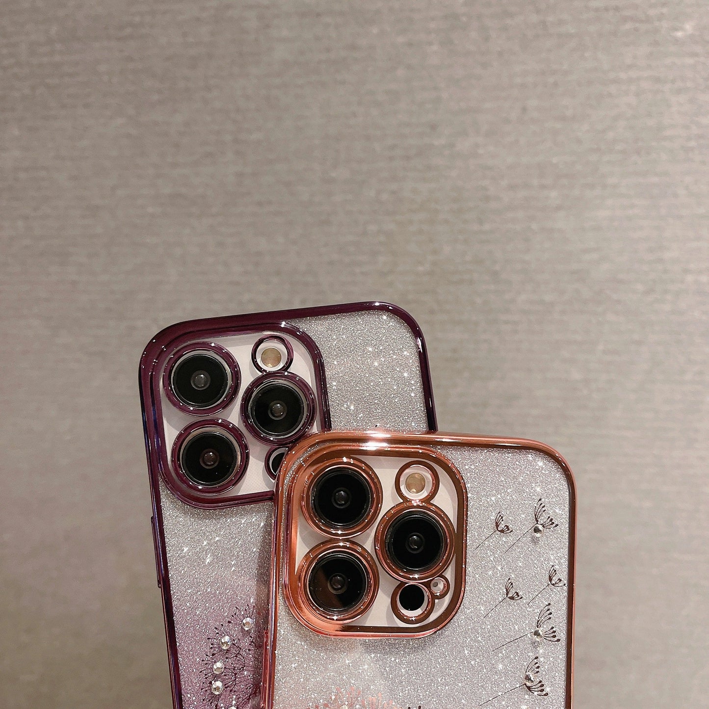 Starry Sky Gradient Dandelion Phone Case, Rhinestone Glitter Phone Case Suitable For IPhone 15 Pro Max/15 Pro/15 Plus/ 15/ 14 Pro Max/ 14Pro/14/ 13 Pro Max/ 13Pro/ 13/12ProMax/ 12Pro/12