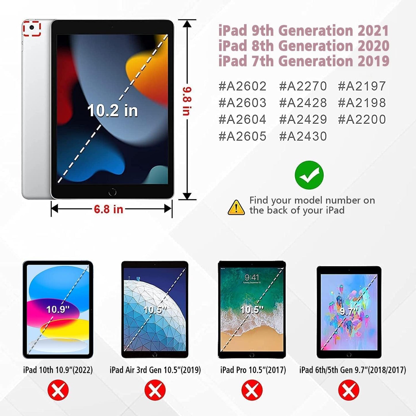 FAN SONG iPad 9th/8th/7th Generation Case 10.2 Inch Cover with Pencil Holder Leather Flip Stand Sleep Wake Slim Fit Smart case for iPad 7th/8th/9th Generation (2021/2020/2019)