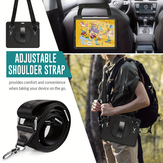 Case For IPad Air 4/Air 5 10.9-inch, For Pro 11-inch2022/2021/2020/2018; With Strong Protection, Screen Protector, Hand Strap, Shoulder Strap, Rotating Stand, Pencil Holder