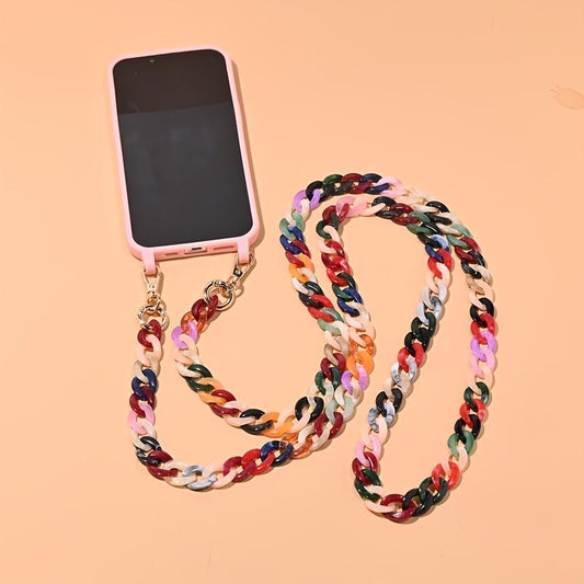 Stylish Red Oblique Chain Net Mobile Phone Case - Double-Use Anti-Lost & Anti-Fall Protection for Women