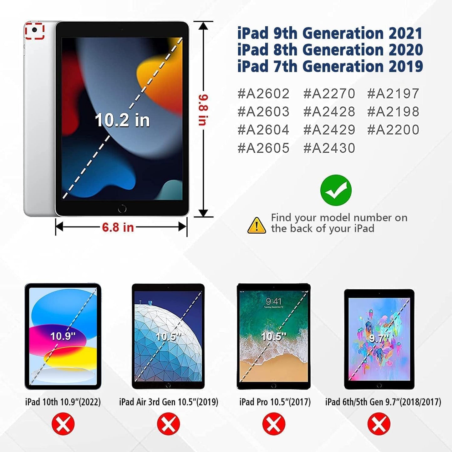 FAN SONG iPad 9th/8th/7th Generation Case 10.2 Inch Cover with Pencil Holder Leather Flip Stand Sleep Wake Slim Fit Smart case for iPad 7th/8th/9th Generation (2021/2020/2019)
