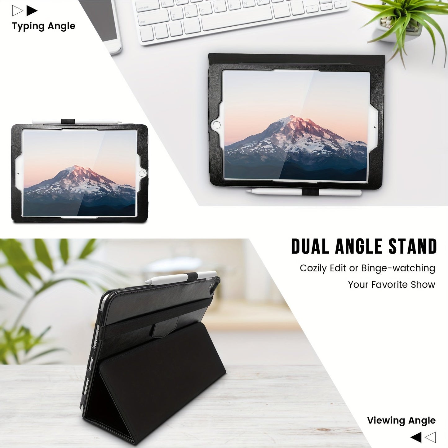 Case For IPad 9th/8th/7th Generation (Type 2021/2020/2019, 10.2 Inch)/iPad Air 3/ipad Pro 10.5 Inch (Type 2019/2017, 10.5 Inch), With S Pencil Holder, Multi-Angle High Quality Pu Leather Back Cover With Wrist Strap Auto Wake/Sleep