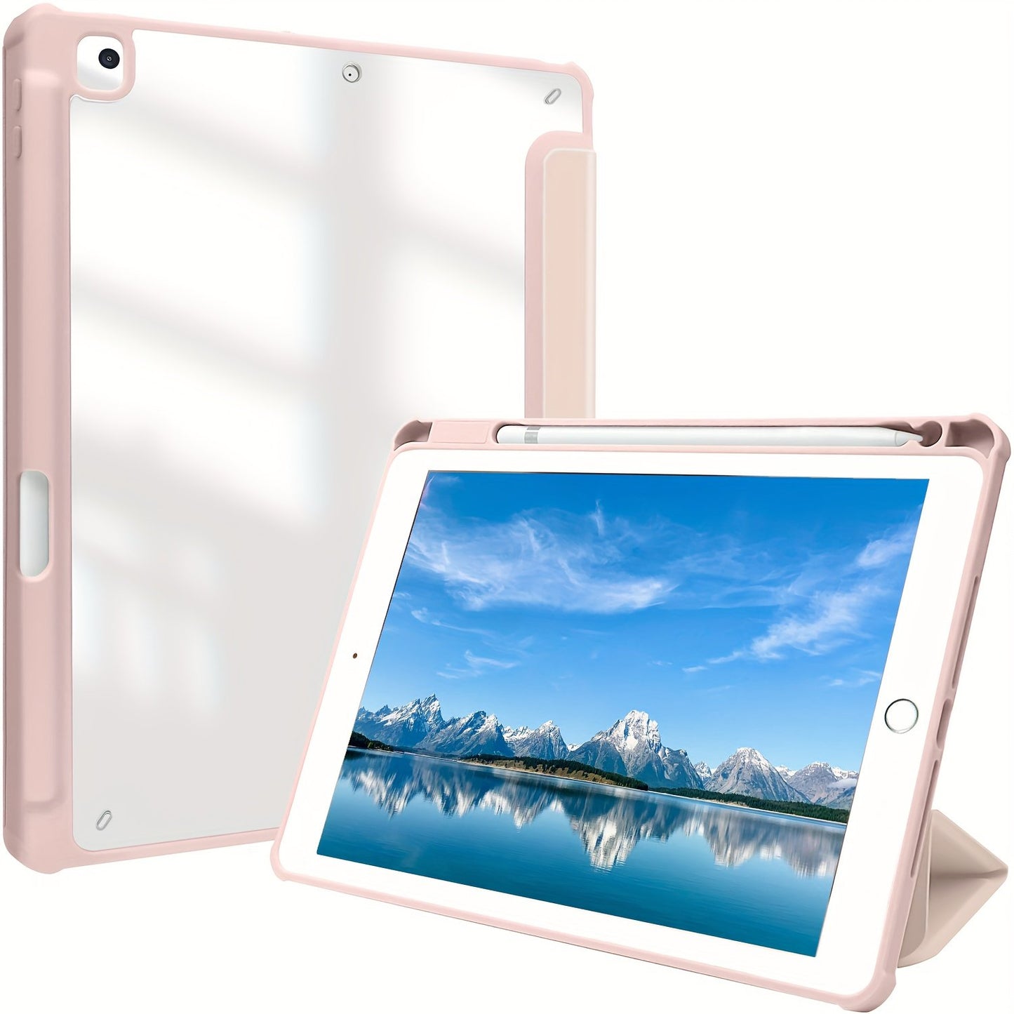 Premium Case For IPad Air 1/Air 2/Air 3/Air 4/Air 5, For IPad 5th/6th/7th/8th/9th/10th Generation, For IPad Pro 12.9 Inch 2020/2021/2022, For IPad Pro 11 Inch 2018/2020/2021/2022 With Pen Holder,  Shockproof Cover W/Clear Transparen