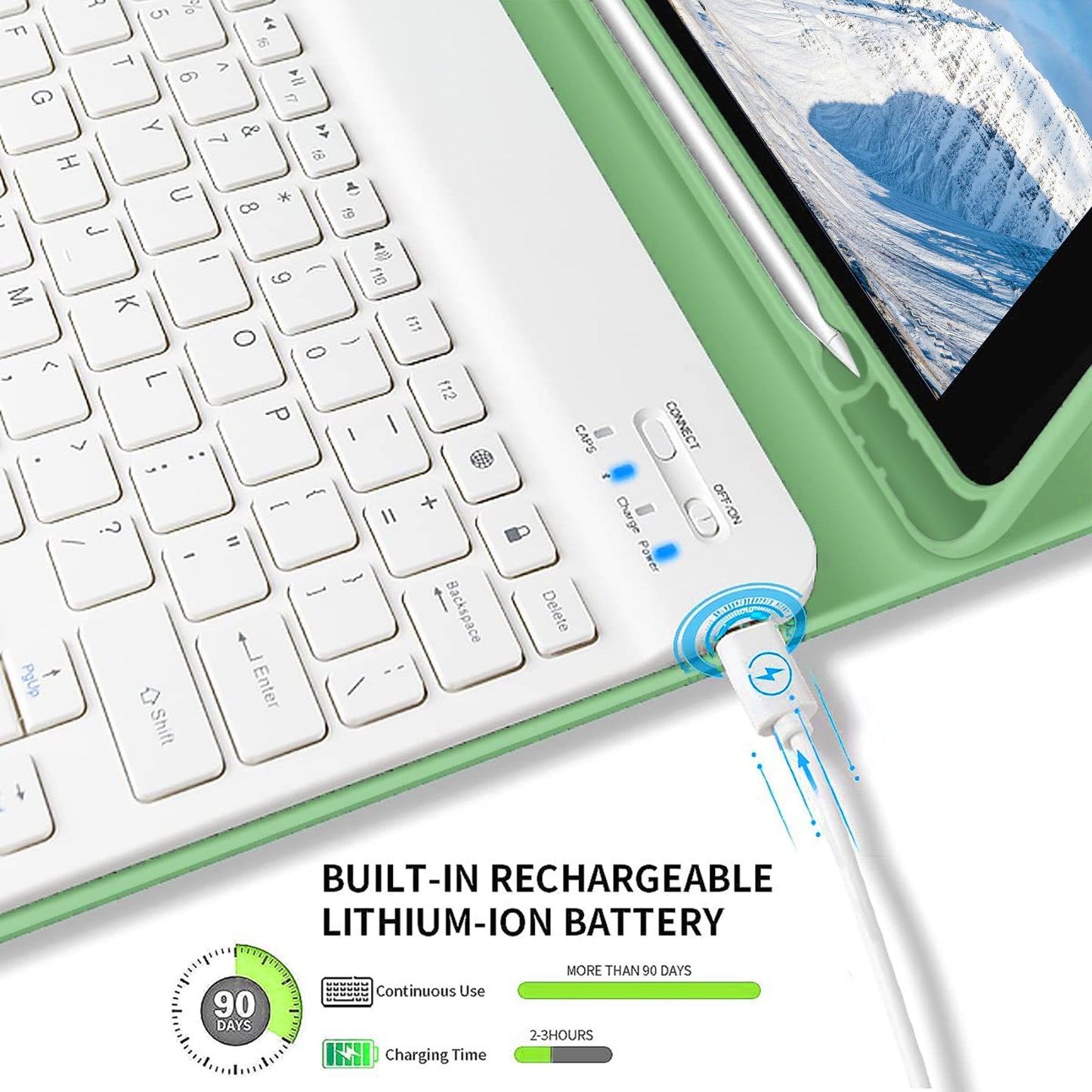 Keyboard Case for iPad Air 1/Air 2/Air 3/Air 4/Air 5, iPad 5th/6th/7th/8th/9th/10th Generation, iPad Pro 12.9 Inch 2020/2021/2022, iPad Pro 11 Inch 2018/2020/2021/2022 with Pen Holder - Soft TPU Back Cover with Magnetically Detachable Wireless BT Keyboard