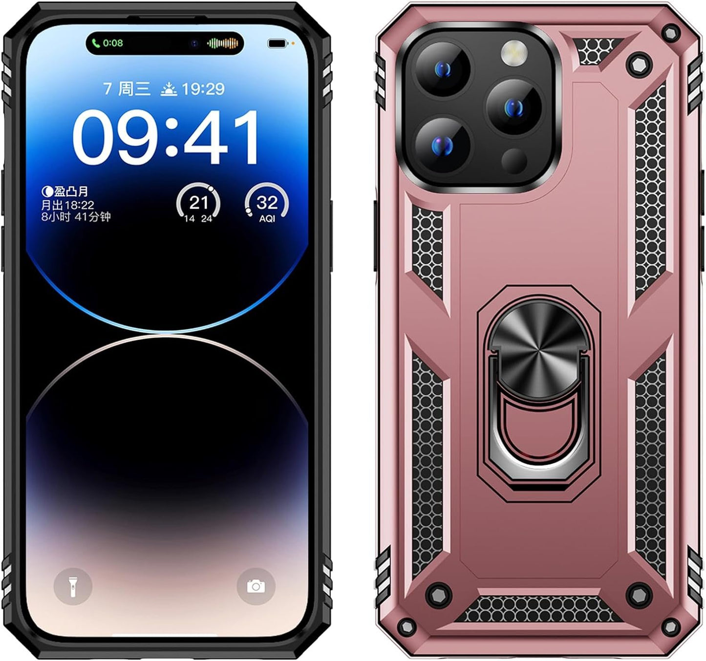 FAN SONG Case for iPhone 15 Pro Max Case with Stand, Military Grade Drop Protection Cover TPU and PC Protective Phone Case 360°Magnetic Ring Kickstand Stand for iPhone 15 Pro Max 2023 6.1", Black