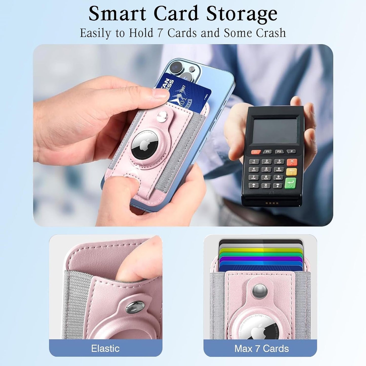 Phone Magsafe Wallet With Airtag Anti Loss Card Solt,Magnetic PU Leather Card Holder Stick on Phone or Phone Case for your iPhone 15/14/13/12/Pro/Plus/Pro Max Series