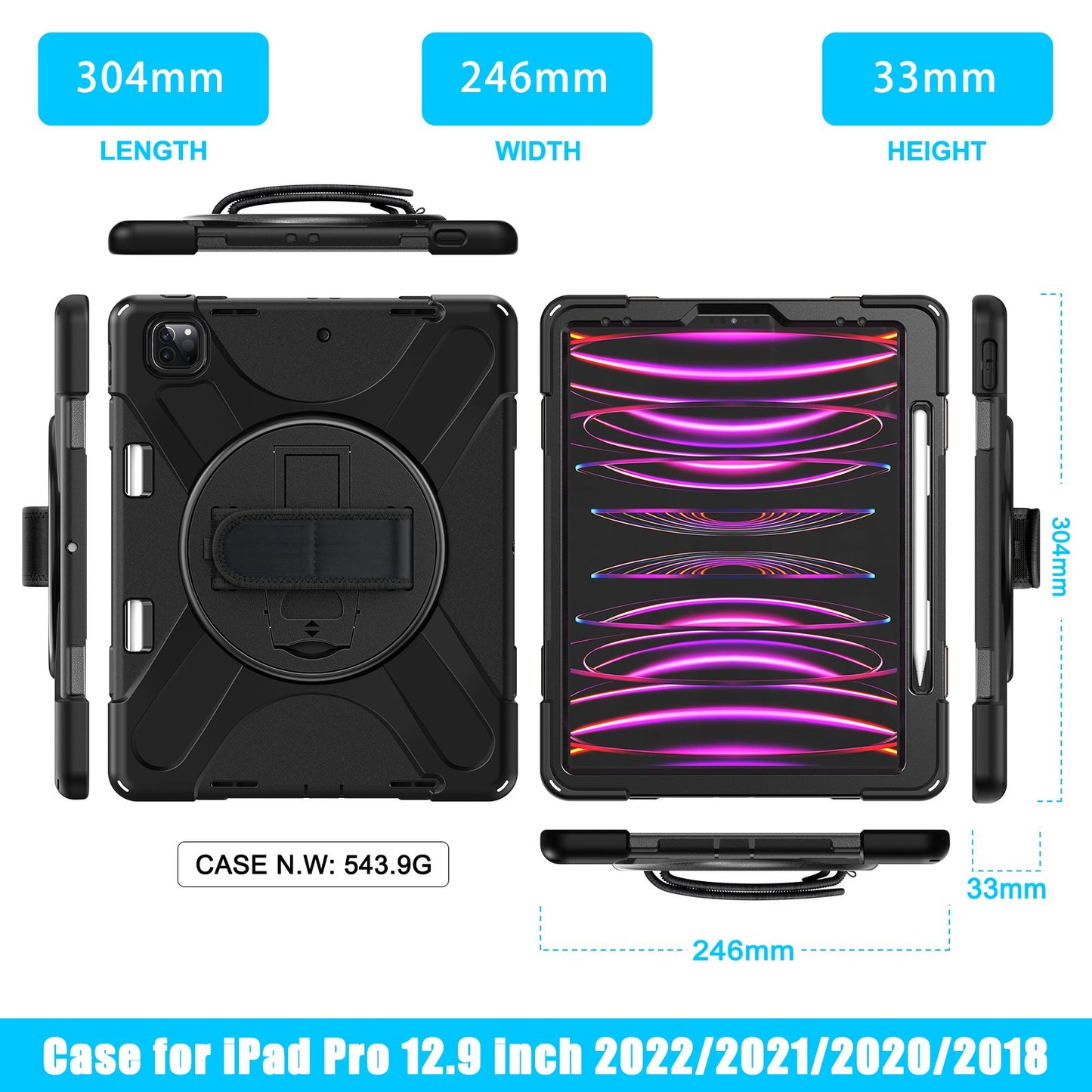 360 Degree Rotation Protective Case For IPad Pro 13 inch 2024 Released Tablet Case Shoulder Strap Exclusive