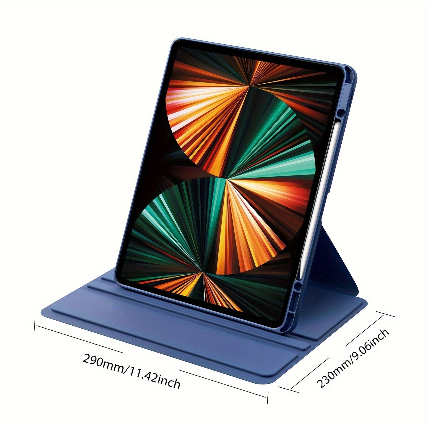 Rotating Case For iPad Pro 12.9-Inch (2022/2021/2020/2018) With Pencil Holder, 360 Degree Rotation Protective Stand Cover Clear Back, Auto Wake/Sleep