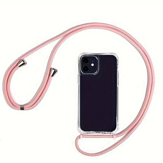 Crossbody Necklace Cord Lanyard Transparent Hard Case For iPhone 14 13 12  11 Pro Max Plus Clear Soft transparent Back Cover