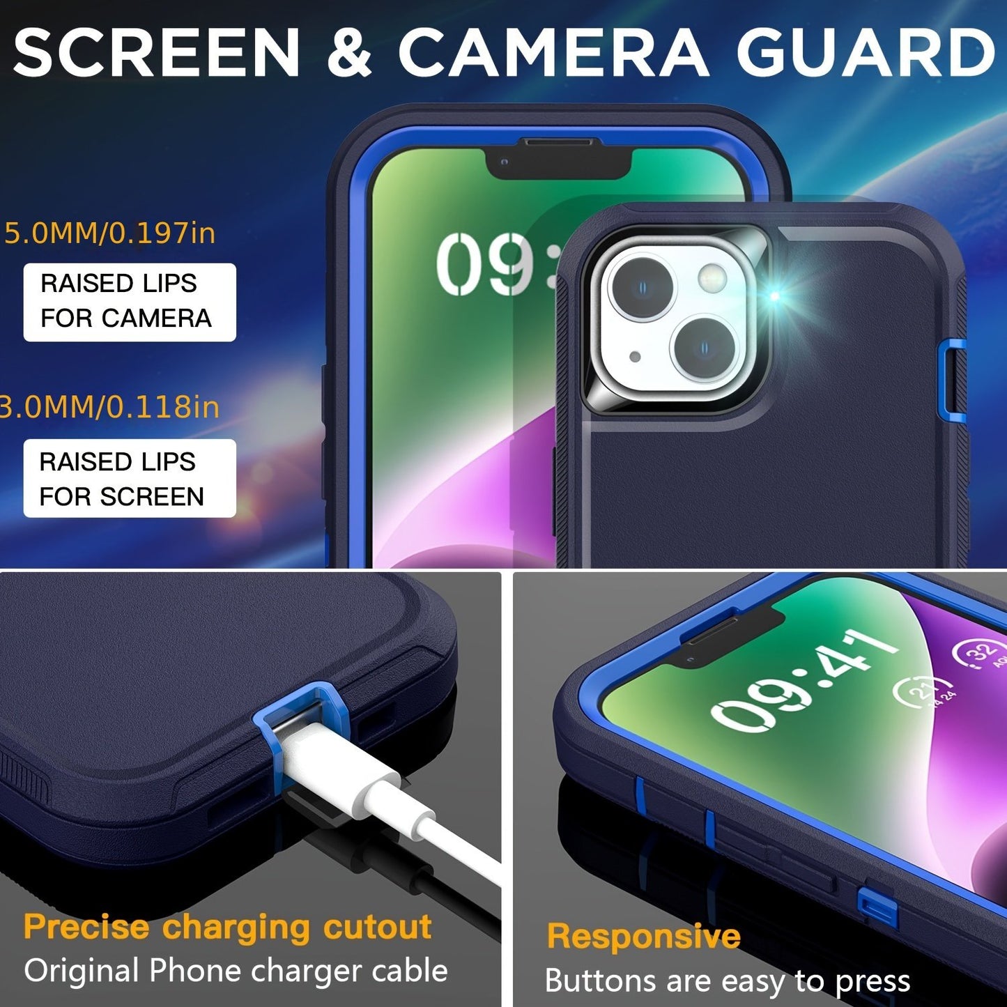 Case For IPhone 14 Plus Case (6.7") With Glass Screen Protector + With Magnetic Conversion Kit, Heavy Duty Drop Protection Full Body Rugged Shockproof Military Protective Tough Durable Cover