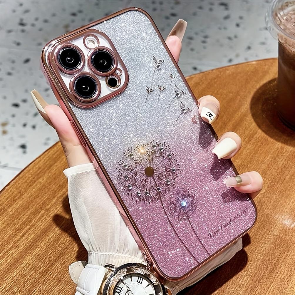 Starry Sky Gradient Dandelion Phone Case, Rhinestone Glitter Phone Case Suitable For IPhone 15 Pro Max/15 Pro/15 Plus/ 15/ 14 Pro Max/ 14Pro/14/ 13 Pro Max/ 13Pro/ 13/12ProMax/ 12Pro/12