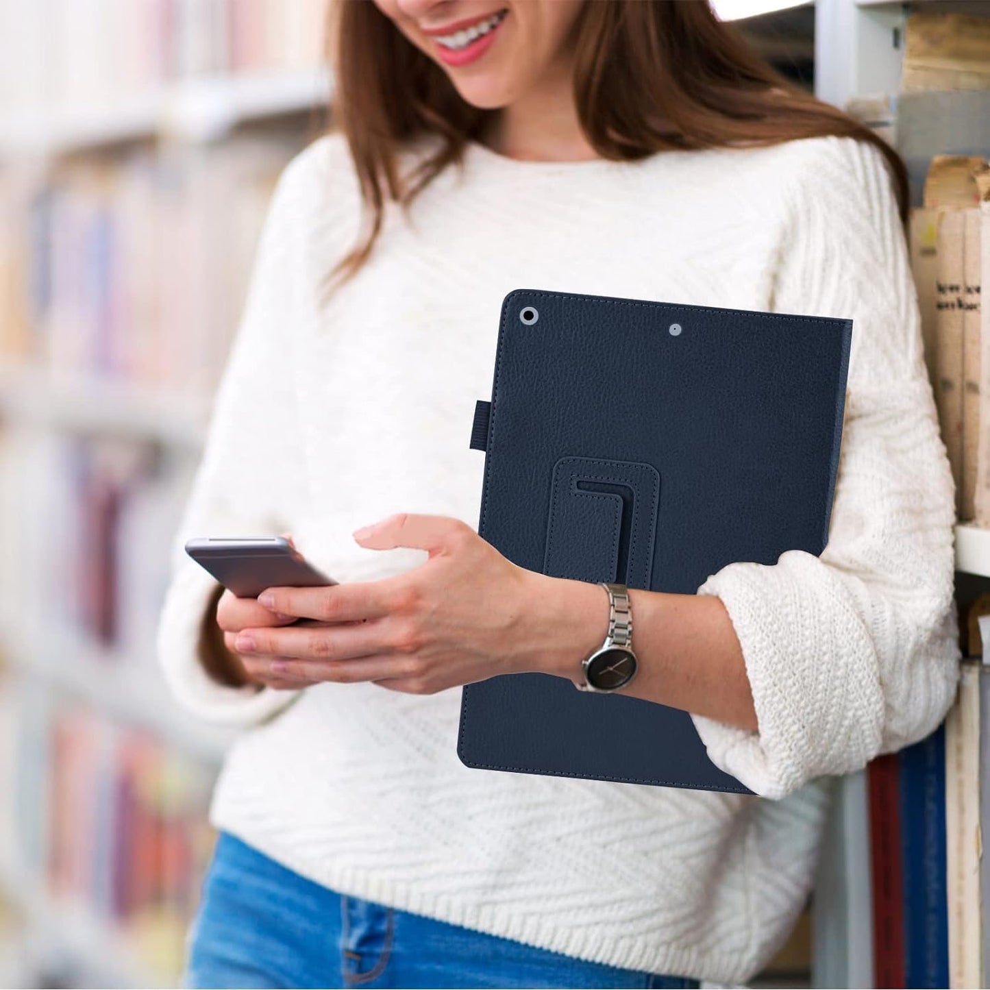 FAN SONG iPad 9th/8th/7th Generation Case 10.2 Inch Cover with Pencil Holder Leather Flip Stand Sleep Wake Slim Fit Smart case for iPad 7th/8th/9th Generation (2021/2020/2019)