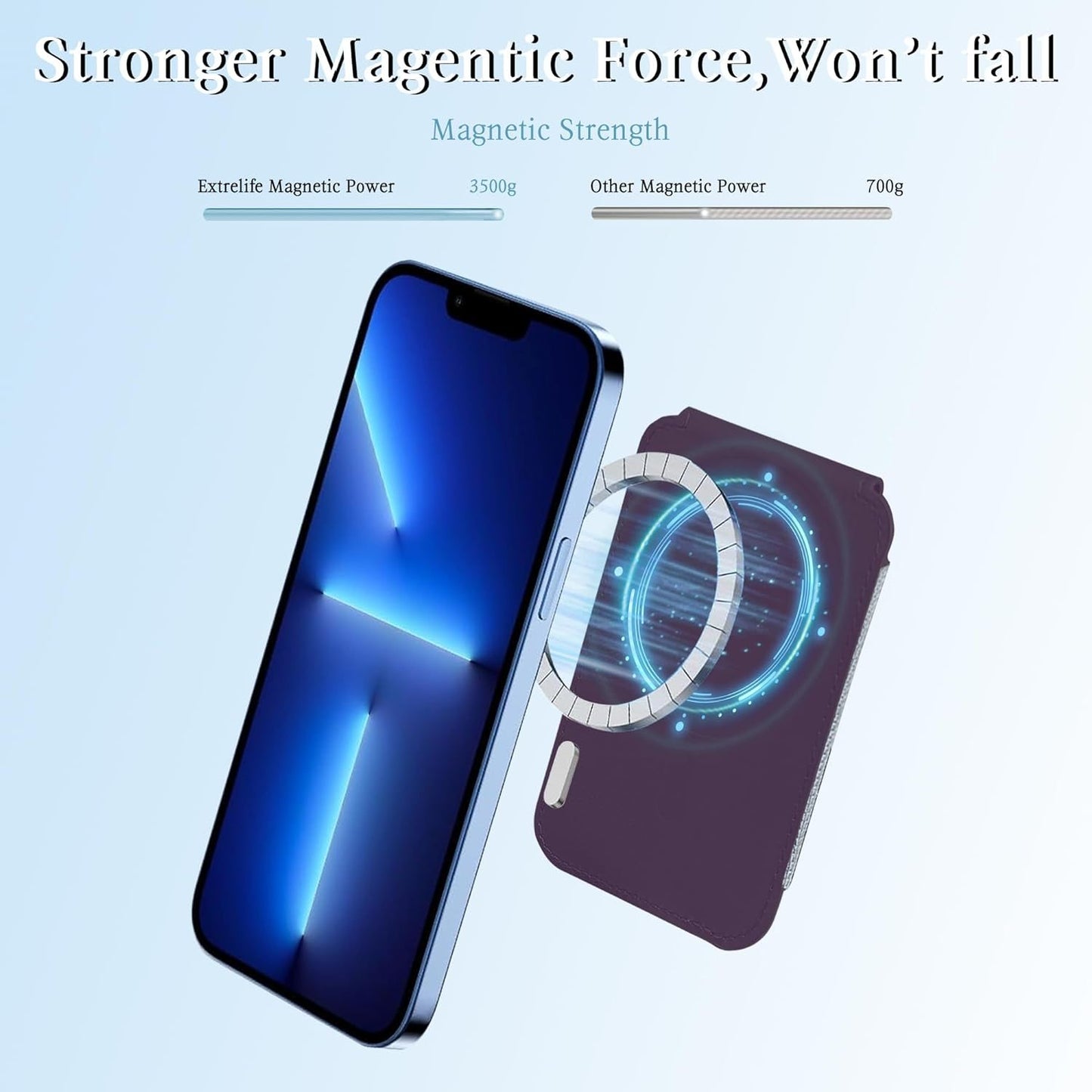 Phone Magsafe Wallet With Airtag Anti Loss Card Solt,Magnetic PU Leather Card Holder Stick on Phone or Phone Case for your iPhone 15/14/13/12/Pro/Plus/Pro Max Series