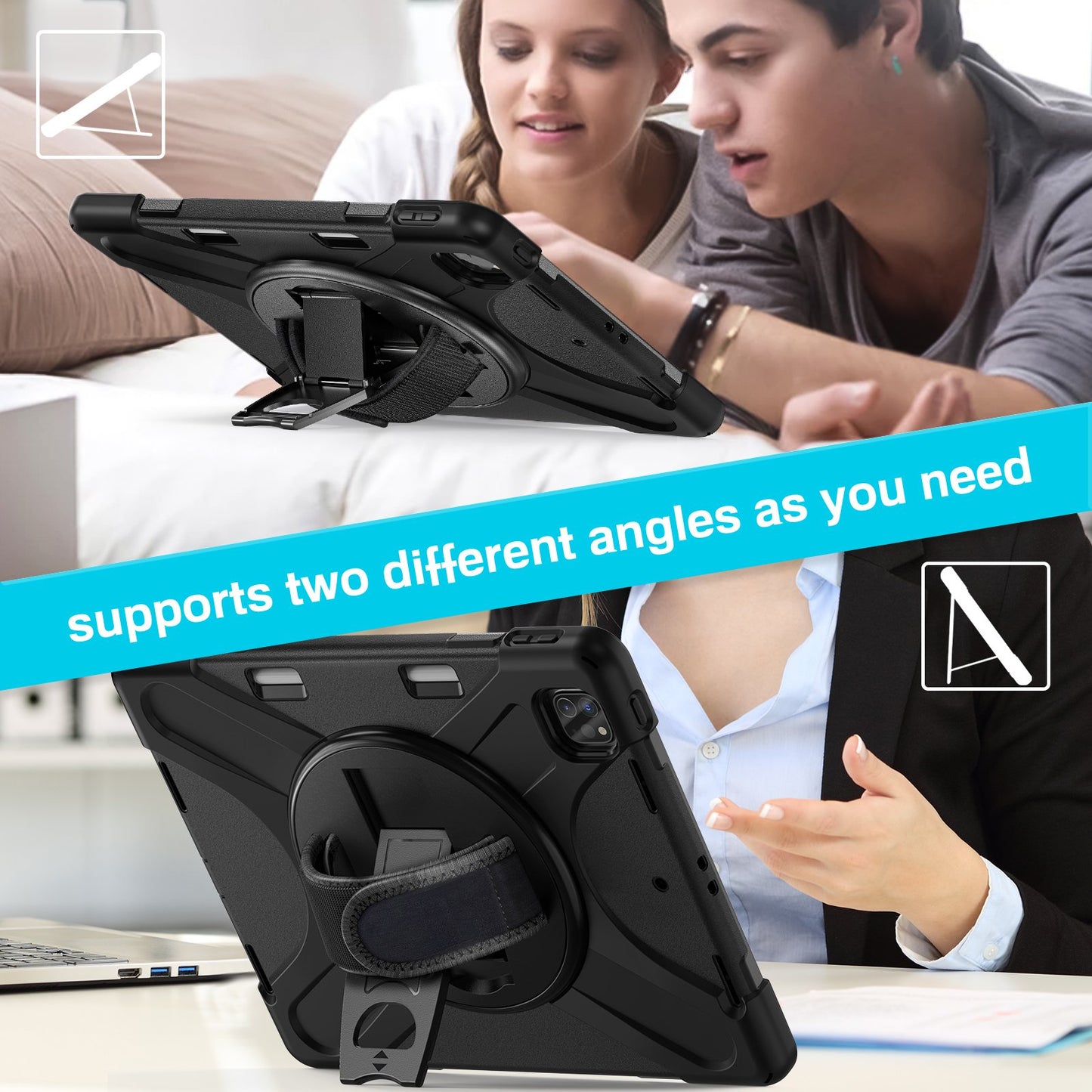 360 Degree Rotation Protective Case For IPad Pro 13 inch 2024 Released Tablet Case Shoulder Strap Exclusive