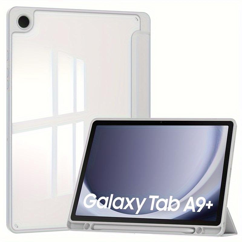 Acrylic Triple Fold Transparent Protective Cover with Pen Slot for Samsung A9 Plus