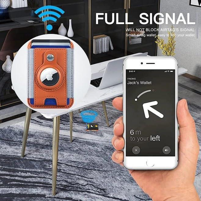 Phone Magsafe Wallet With Airtag Anti Loss Card Solt,Magnetic PU Leather Card Holder Stick on Phone or Phone Case for your iPhone 15/14/13/12/Pro/Plus/Pro Max Series