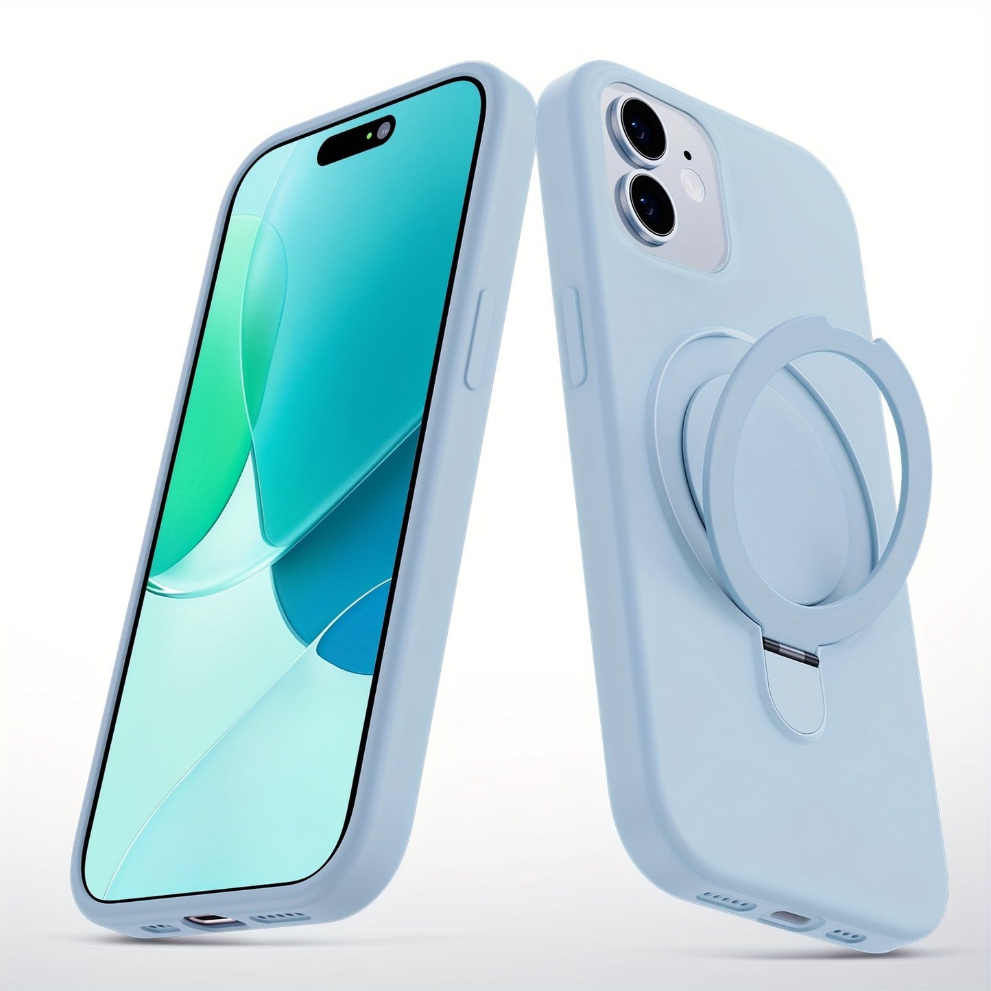 Silicone Magnetic with Holder Phone Case for iPhone 12/12 Pro/12Pro Max/ iPhone 13/13 Pro/13Pro Max iPhone 14/14 Pro/14 Plus/14Pro Max iPhone 15/15 Pro/15 Plus/15Pro Max With Candy Colors, Classic Style,Full Coverage Lens for Men and Women