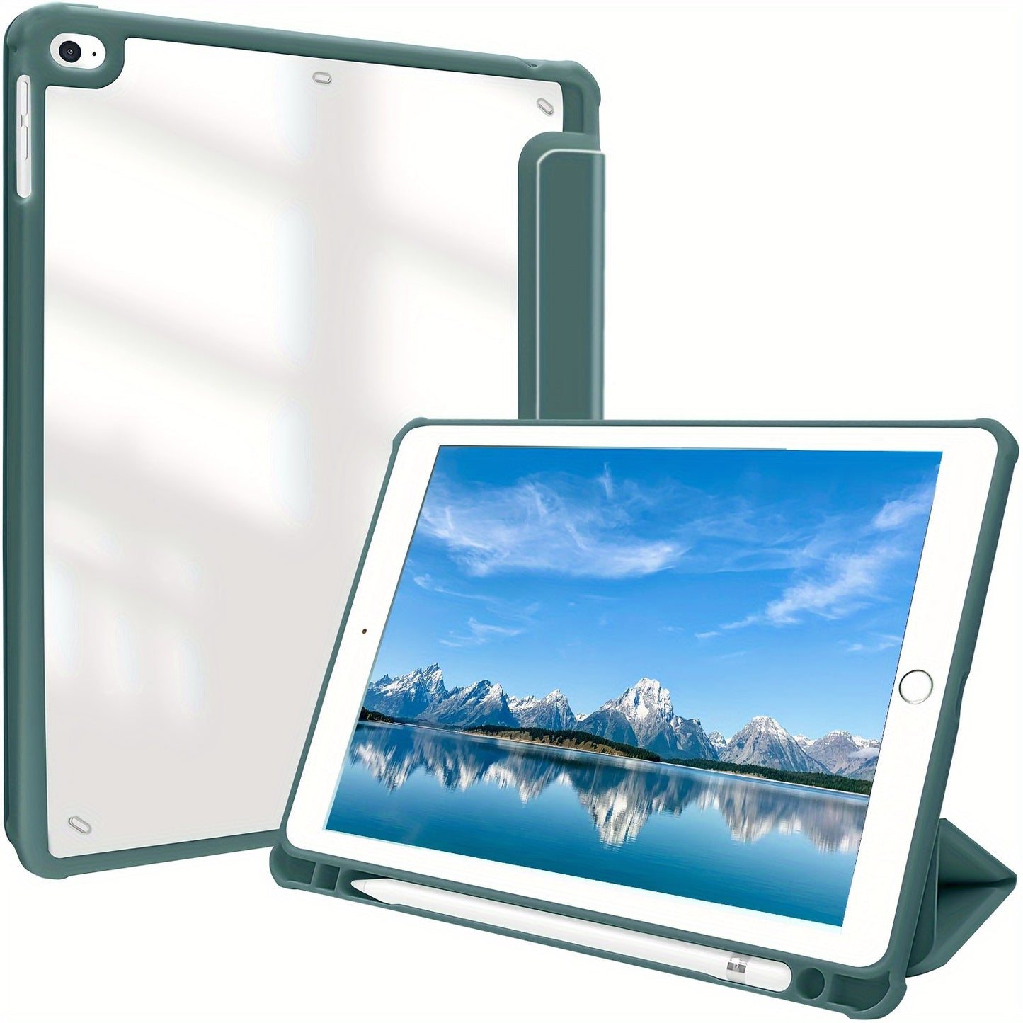Premium Case For IPad Air 1/Air 2/Air 3/Air 4/Air 5, For IPad 5th/6th/7th/8th/9th/10th Generation, For IPad Pro 12.9 Inch 2020/2021/2022, For IPad Pro 11 Inch 2018/2020/2021/2022 With Pen Holder,  Shockproof Cover W/Clear Transparen