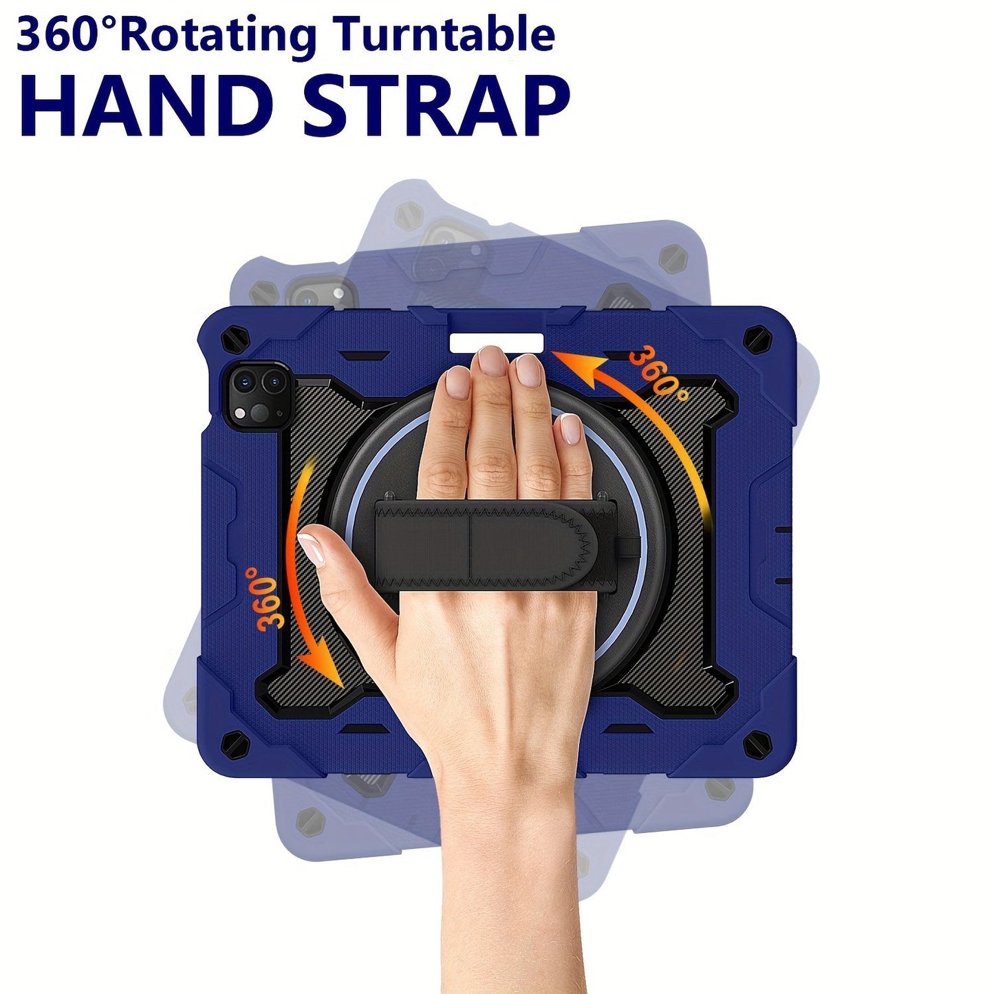 Case For IPad Air 5th 4th Generation For IPad Pro 11" 4th 3rd 2nd 1st Gen 2022 2021 2020 2018 Heavy Duty Rubber Rugged Proctect Cover With Swivel Handle Strap 360 Kickstand Pen Holder Silicone