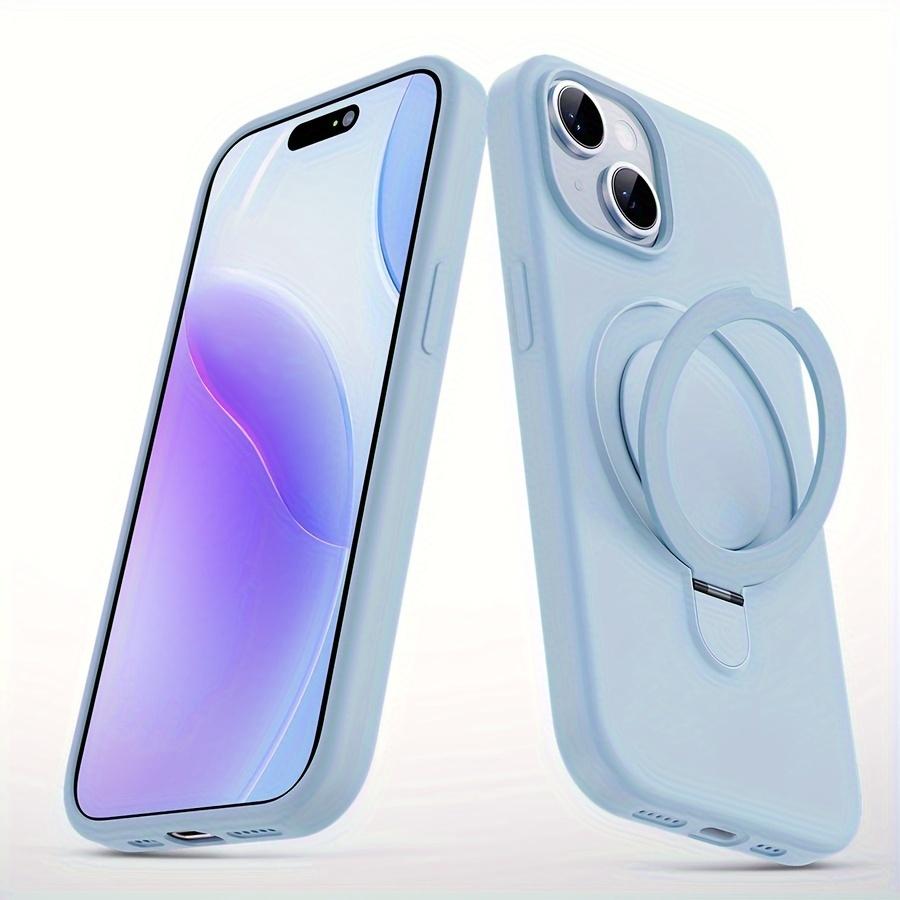 Silicone Magnetic with Holder Phone Case for iPhone 12/12 Pro/12Pro Max/ iPhone 13/13 Pro/13Pro Max iPhone 14/14 Pro/14 Plus/14Pro Max iPhone 15/15 Pro/15 Plus/15Pro Max With Candy Colors, Classic Style,Full Coverage Lens for Men and Women