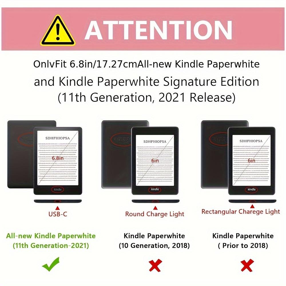 Case for 6.8" Kindle Paperwhite (11th Generation - 2021) and Signature Edition, Premium PU Leather 6.8" Kindle Paperwhite Case with Auto Wake/Sleep, Hand Strap, Card Slot and Foldable Stand, Pink