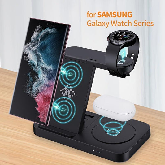 For Samsung Galaxy Watch, 4in1 Wireless Charge, 15W Fast Charging, Wireless Charging Station, For Samsung Series/Android/iPhone15/14/13/12/11/XR/X/8 Series, For Samsung Earphone/AirPods2/3/Pro, Watches Are Only Suitable For The Samsung Series.