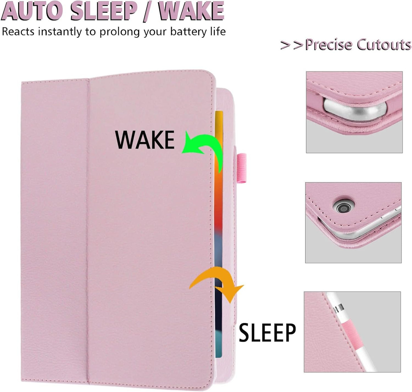 FAN SONG iPad 9th/8th/7th Generation Case 10.2 Inch Cover with Pencil Holder Leather Flip Stand Sleep Wake Slim Fit Smart case for iPad 7th/8th/9th Generation (2021/2020/2019)